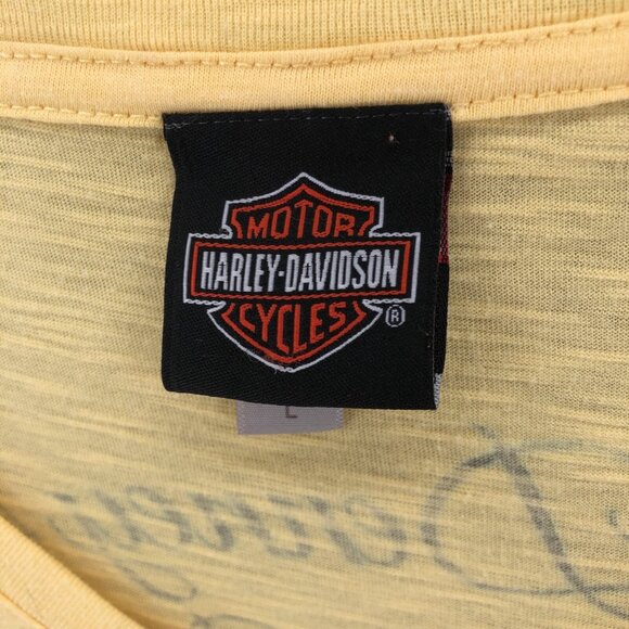 Harley Davidson Top Womens Large Yellow Springfield MO Studded Angel Wings Tee* - Picture 6 of 10